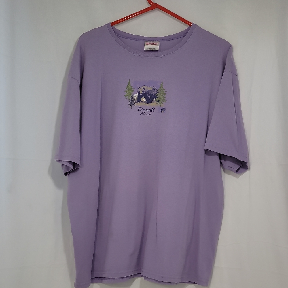Hanes Purple Crew Neck Short Sleeve Tee